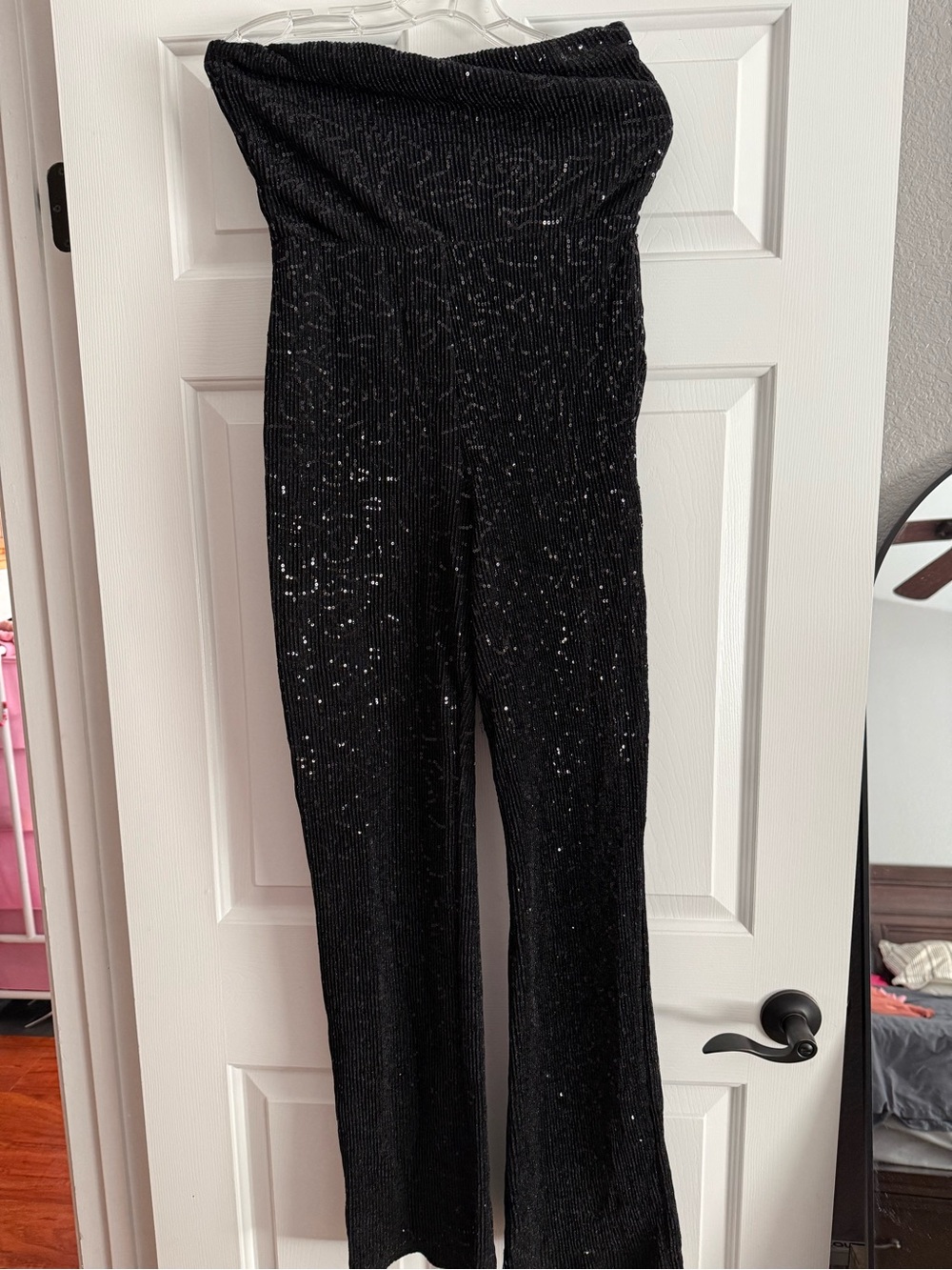 wild fable Black Strapless Sequin Jumpsuit